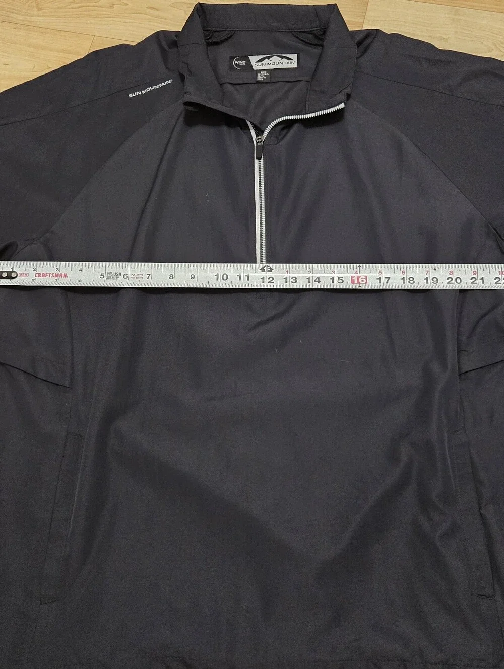 Sun Mountain Wind Wear Golf 1/4 Zip Windbreaker w/Pockets, Black, Men's L